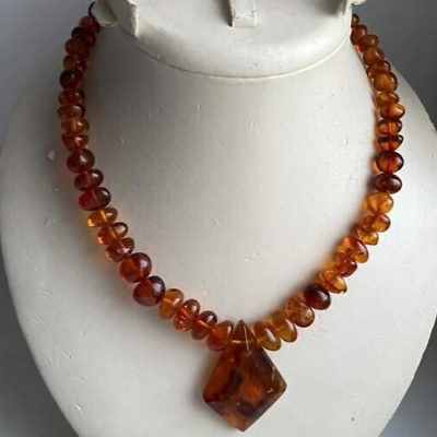 #ad #ad Vintage Amber Natural Beads Necklace Baltic Pendent Jewelry Womens Rare Old 20th