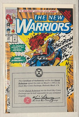 #ad The New Warriors #27 1992 Marvel Comic Book Signed W COA