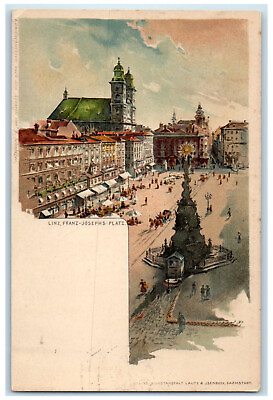#ad c1905 Linz Franz Joseph#x27;s Square Upper Austria Austria Posted Antique Postcard