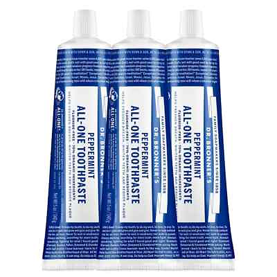 #ad Dr. Bronner’s All One Toothpaste Peppermint 5 ounce 70% Organic 3 Pack