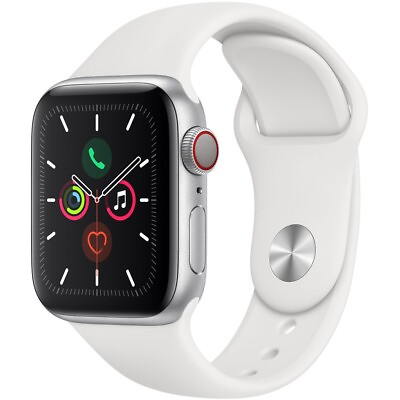 #ad Apple Watch Series 5 40mm Silver Aluminum Case White Sport Band GPS CELL