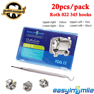 #ad 20Pcs Dental Metal Bracket Self ligating Orthodontic Braces ROTH 022 345 Hooks