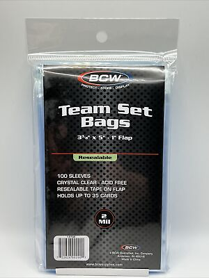 #ad #ad BCW Resealable Team Set Bags 1 Pack of 100 Sleeves Holds Up to 35 Cards
