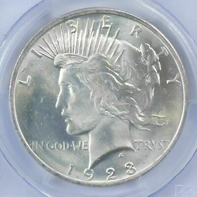 #ad 1 BU $1 1923 Peace Silver Dollar Dripping with luster Unc MS 90% Bulk amp; Save