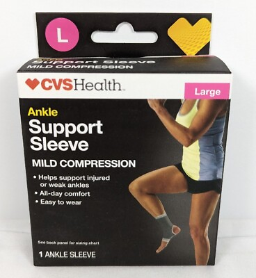 #ad CVS Ankle Support Sleeve Size Large 1 Mild Compression Support Gray NEW
