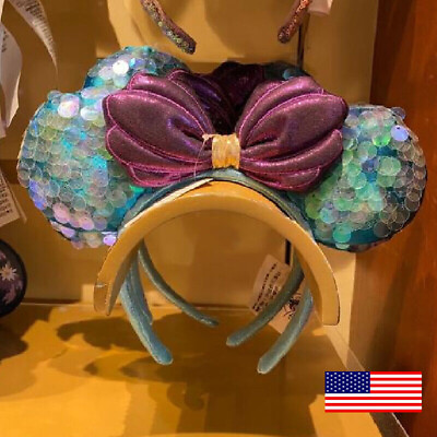 #ad #ad US Disney Parks Little Mermaid Ariel Purple Mickey Minnie Ears Headband 2023