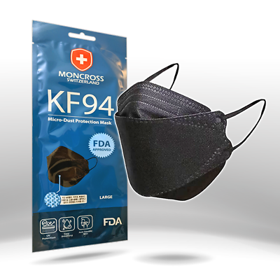 #ad 10 50 100 BLACK KF94 Disposable Face Masks 4 Layers Filters 95% PFE amp; BFE KN95