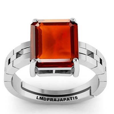 #ad Gomed Hessonite 6.50 Carat stone Silver Adjustable Ring for Men