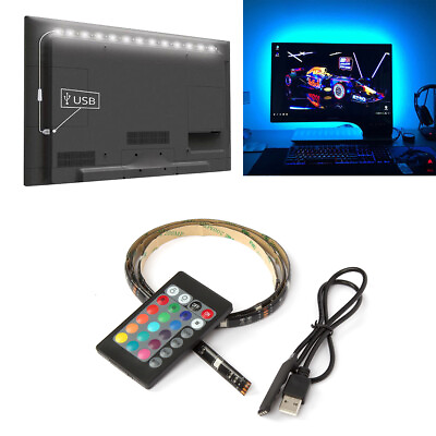#ad #ad 5V USB LED Strip Lights TV Back Light 5050 RGB Color Changing with 24Key Remote