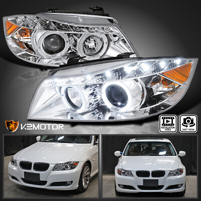 #ad Fits 2006 2008 BMW E90 323i 335i 3 Series LED Halo Projector Headlights 06 07 08