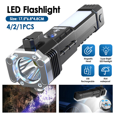 Outdoor Emergency LED Flashlight Multi functional Safety Hammer Torch Light Tool