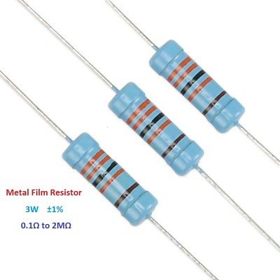 #ad 10PCS Metal Film Resistor 3W Tolerance ±1% Full Range of Values 0.1Ω to 2MΩ