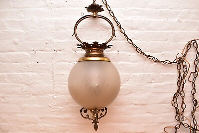 ATQ NEO CLASSICAL Gold BRASS frosted Globe Federal Style Pendant Ceiling Light