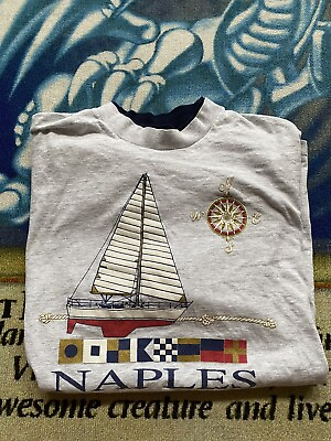 #ad Vintage Signal Sports Naples Florida Sail Boat Shirt Sz XL Double Collar Single
