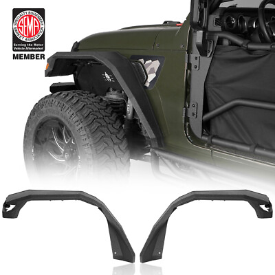 #ad Pair Wide Flat Style Front Fender Flares Fit Jeep Wrangler JL JT Gladiator 18 24