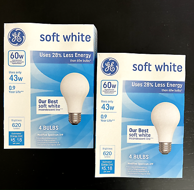 #ad #ad 8 Light Bulbs GE 60 Watt Soft White Basic Light Bulbs A19 2 Pack 4 Bulbs Each
