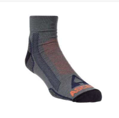 #ad 2 Pair Wide Ankle Gray Navy Ascend 70% Merino Wool Socks Men Size Medium 5 9
