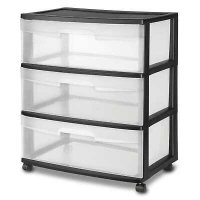 #ad Black Wide 3 Drawer Cart for any room of the home Single unit option US US