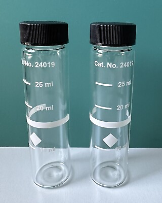 #ad Hach Sample Cell With Cap 24019 Round 25mm 25ml Glass 10 20 25 ml Mark Pack Of 2