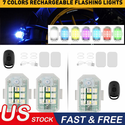#ad 2PCS 7 Colors High Brightness Wireless LED Strobe Rechargeable Flashing Light