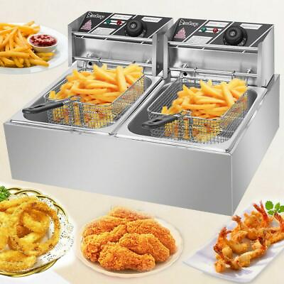 #ad ZOKOP 5000W 12L Stainsteel Electric Deep Fryer Dual Tank Commercial Restaurant