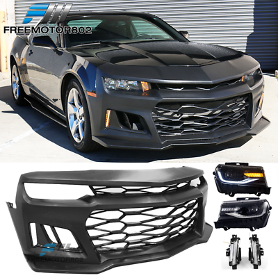#ad Fits 14 15 Chevy Camaro ZL1 Style Front Bumper with DRL Fog Lights amp; Headlamps