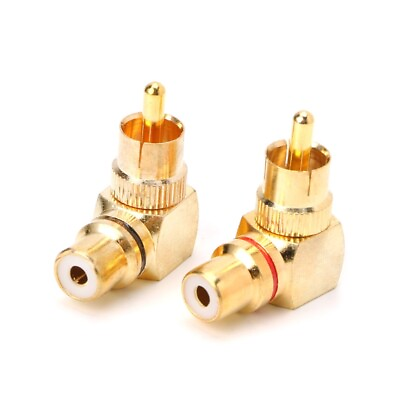 #ad 2X Brass Male To Female Plated Connector 90 Degree Adapters