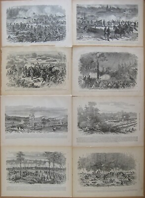 #ad 8 Original Antique Lithographs VIRGINIA CIVIL WAR BATTLES 1861 1864 Petersburg