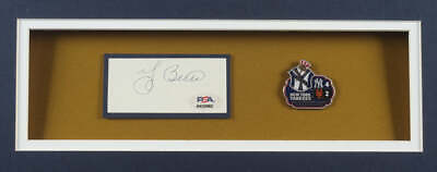 #ad Yogi Berra Signed Yankees Custom Framed Cut Display with Jersey 1951 Hall of Fa