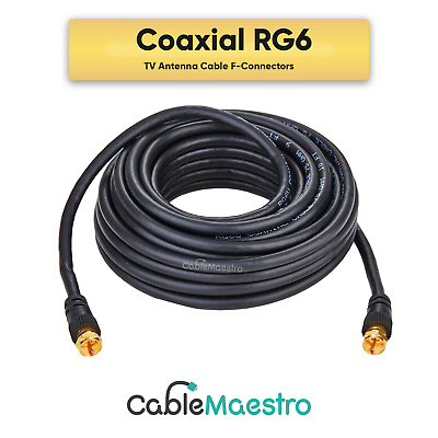 #ad RG6 Coaxial Quad Cable Extension Coax Dual Shielded Wire Satellite TV Antenna