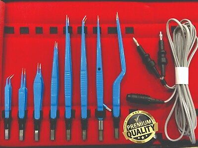 #ad Bipolar Forceps Blue Reusable with silicon 3 meter cord 9 Best Pcs Euro Type