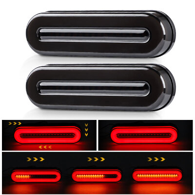 #ad #ad 2x 5quot; Red Amber Oval LED Truck Trailer Stop Turn Tail Brake Lights Flowing DRL