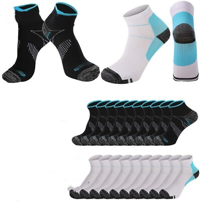 #ad 5 Pairs Plantar Fasciitis Arch Ankle Running Support Women Men Compression Socks