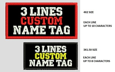 #ad 3 LINES CUSTOM EMBROIDERED NAME TAG FAST SHIPPING USA SELLER
