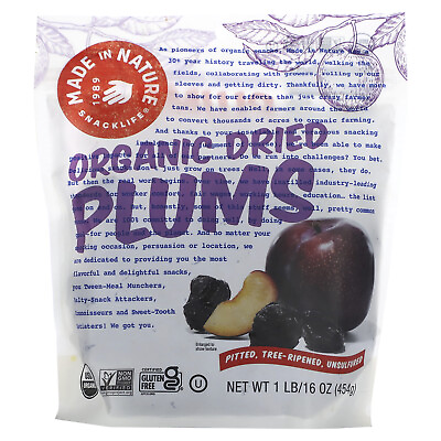 #ad Organic Dried Plums Pitted Tree Ripened Unsulfured 1 lb 454 g