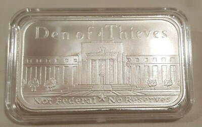 #ad 1oz Silver Shield Den of Thieves BU Silver Bar Not Federal * No Reserves In Case