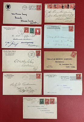 #ad U.S. 1904 07 Lot of 9 Covers with Scott #319 incl. Advertising and Registered