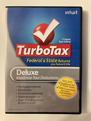 TurboTax Deluxe Federal and State For Windows amp; Mac Tax Year 2009