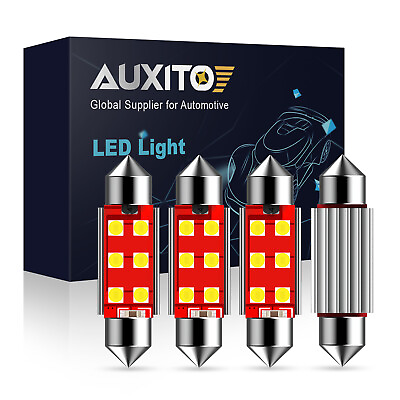 #ad 4X AUXITO 41MM 578 211 2 212 2 LED INTERIOR BULB DOME MAP LIGHT 6000K COOL WHITE