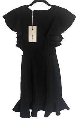 #ad Saint secrets black mini ruffle sleeve women’s cocktail dress size 8 NWT
