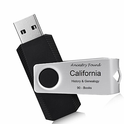 #ad CALIFORNIA History amp; Genealogy 90 Books on FLASH DRIVE USB Ancestors CA