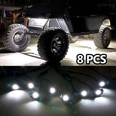 #ad Super Bright White LED Rock Lights 8PCS For Truck Offroad Lighting Strobe Switch
