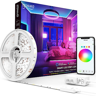 32ft LED Strip Lights Remote Control Bedroom Waterproof for Indoor Outdoor Use