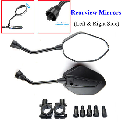 #ad 1Pair Adjustable Modified 10mm Rearview Side Mirror For Motorcycle ATV Pit Bike