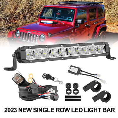 #ad 14quot;in Slim LED Light Bar Single Row Spot Flood Driving OffRoad Truck ATV Bumper