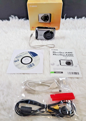 #ad Canon PowerShot A490 10MP Digital Camera with 3.3x Optical Zoom Silver IOB
