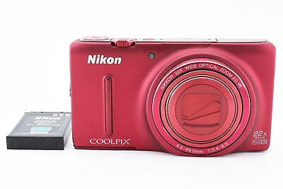 #ad Nikon Digital Camera COOLPIX S9500 18.1 MP Red From Japan