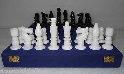 #ad 3quot; King Size Black amp; White Marble Chess Pieces Handmade Art Gifts