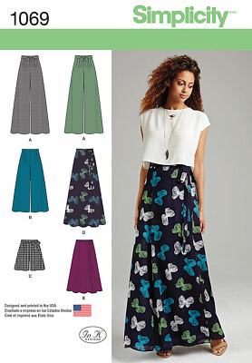 #ad #ad Simplicity 1069 Sz 4 20 Palazzo Pant Wide Leg Culotte Wrap Skirt Maxi Pattern
