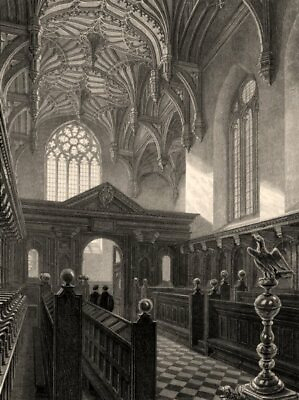 #ad Brasenose College Chapel Oxford by John Le Keux. Brazen Nose 1837 old print